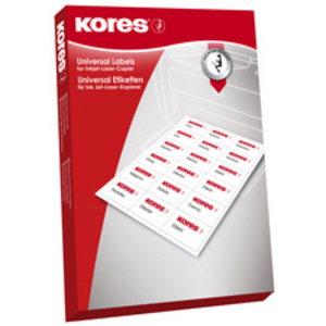 Kores Etiquette universelle, 70 x 37 mm, sans bord, rouge