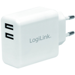 LogiLink Chargeur secteur USB, 2x USB, 12 watts, blanc