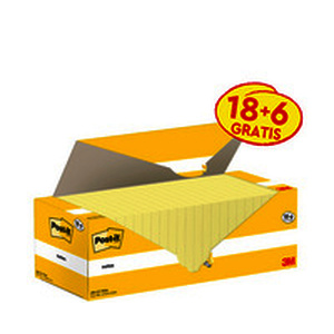Post-it Bloc-notes adhésif, 76 x 76 mm, jaune, 18+6 gratuits