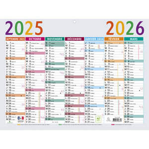 EXACOMPTA Calendrier Multicolore 2024/2025, 295 x 220 mm