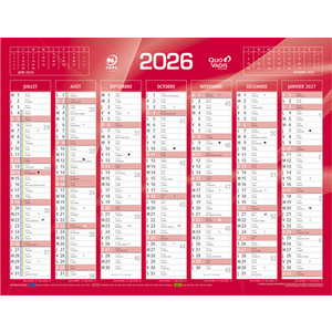 QUO VADIS Calendrier de banque rouge, 270 x 210 mm, 2026