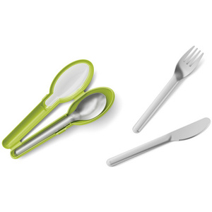 emsa Kit de couverts CLIP & GO, 3 pièces avec étui, vert