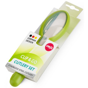emsa Kit de couverts CLIP & GO, 3 pièces avec étui, vert