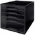 MODULE CLASS. WOW CUBE 5 TIROIRS  NOIR/GRIS FONCE